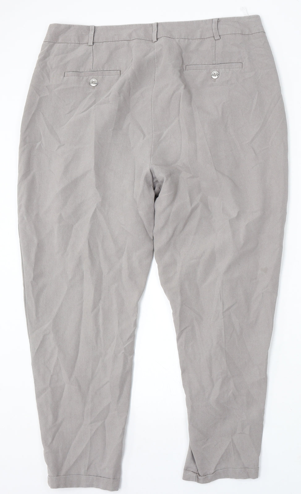 Per Una Womens Grey Lyocell Trousers Size 16 L27 in Regular