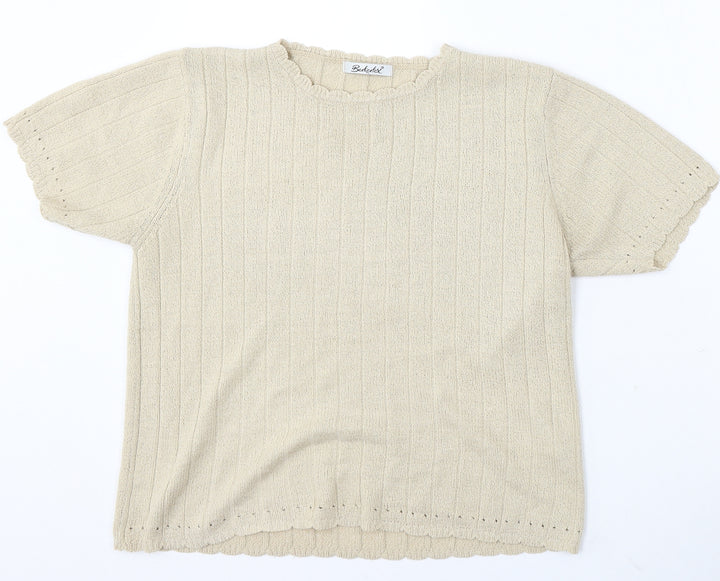 Berkertex Womens Beige Round Neck Acrylic Pullover Jumper Size 10