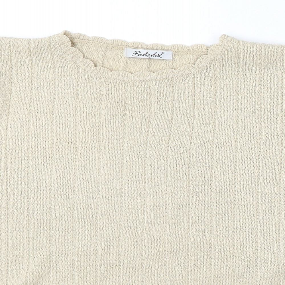 Berkertex Womens Beige Round Neck Acrylic Pullover Jumper Size 10