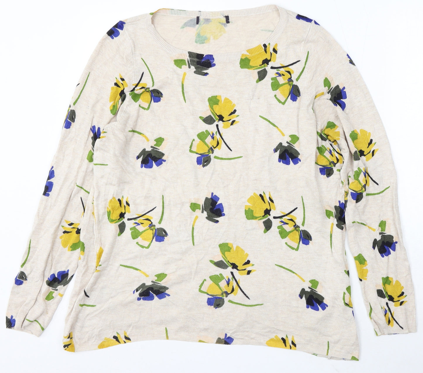Preworn Womens Multicoloured Round Neck Floral Viscose Pullover Jumper Size 18