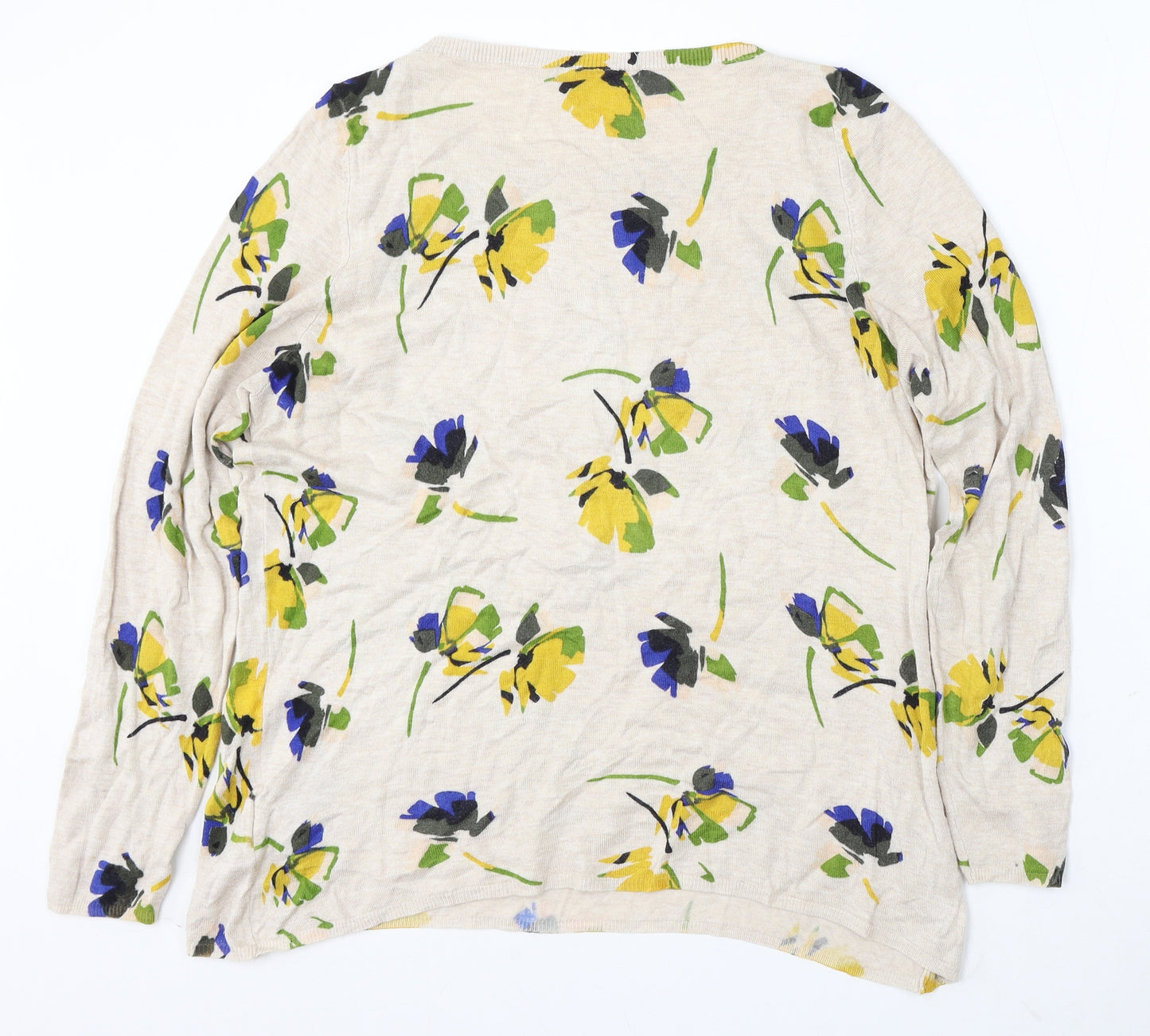 Preworn Womens Multicoloured Round Neck Floral Viscose Pullover Jumper Size 18