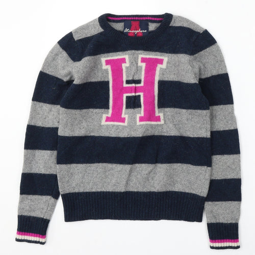 Atmosphere Womens Multicoloured Round Neck Striped Wool Pullover Jumper Size 14