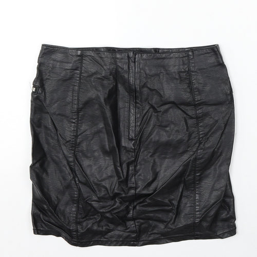 Divided by H&M Womens Black Polyurethane Straight & Pencil Skirt Size 8