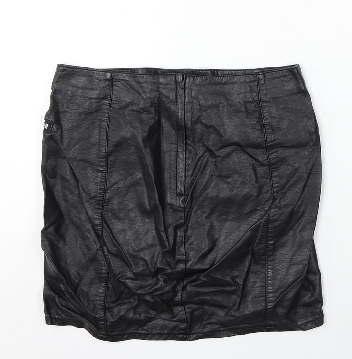Divided by H&M Womens Black Polyurethane Straight & Pencil Skirt Size 8