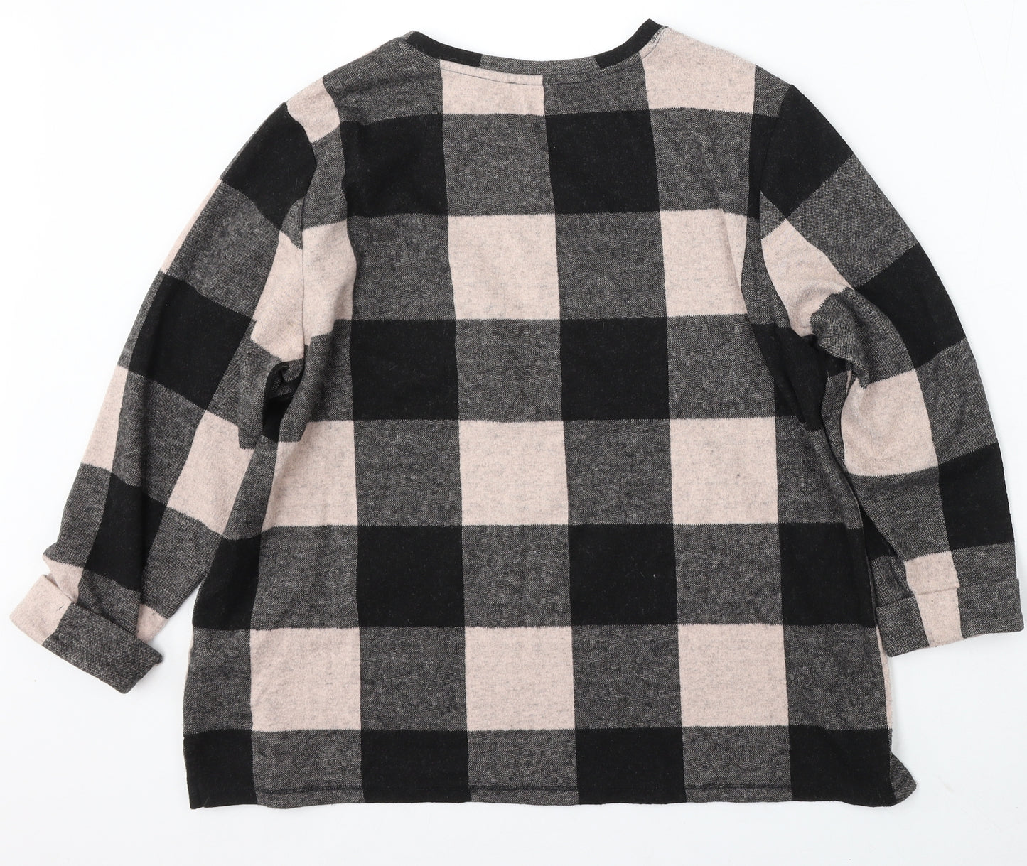 Marks and Spencer Womens Multicoloured Round Neck Check Polyester Pullover Jumper Size 18