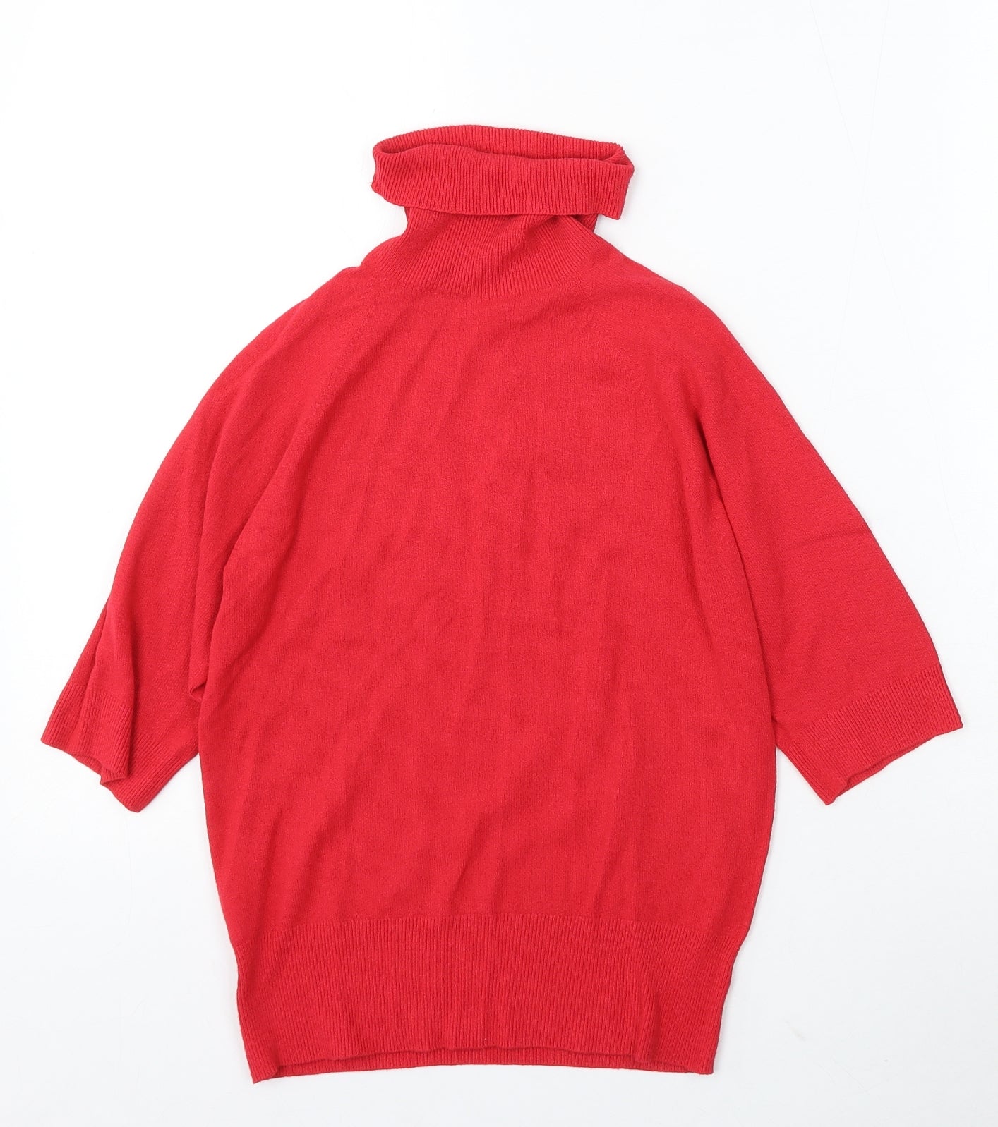 Marks and Spencer Womens Red Roll Neck Viscose Pullover Jumper Size 12