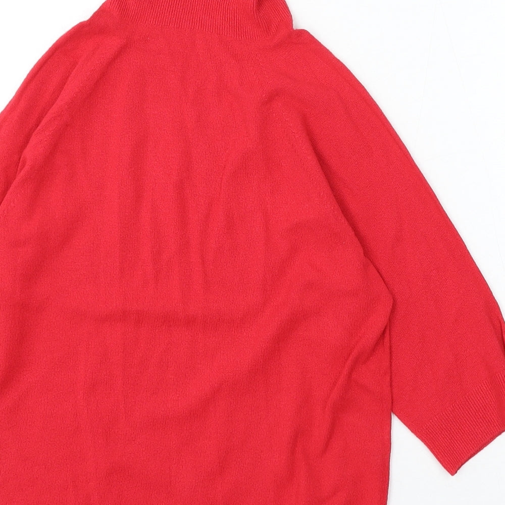 Marks and Spencer Womens Red Roll Neck Viscose Pullover Jumper Size 12