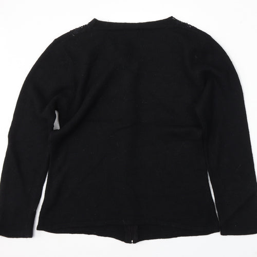Image Womens Black Round Neck Acrylic Cardigan Jumper Size L