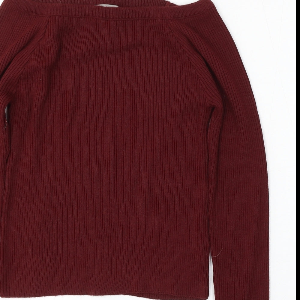 ASOS Womens Red Round Neck Acrylic Pullover Jumper Size 8