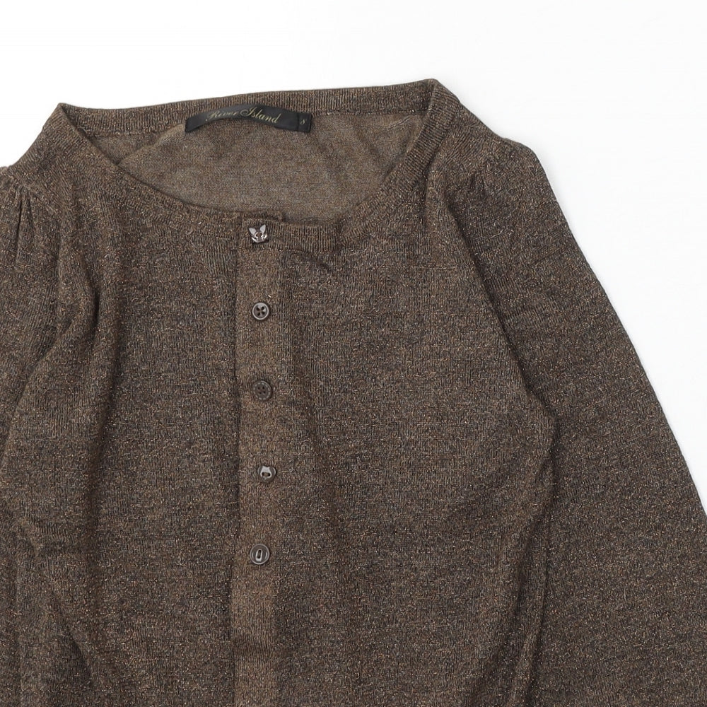 River Island Womens Green Round Neck Viscose Cardigan Jumper Size 8
