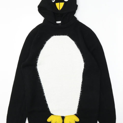 Peacocks Mens Black Round Neck Acrylic Pullover Jumper Size S - Penguin Jumper