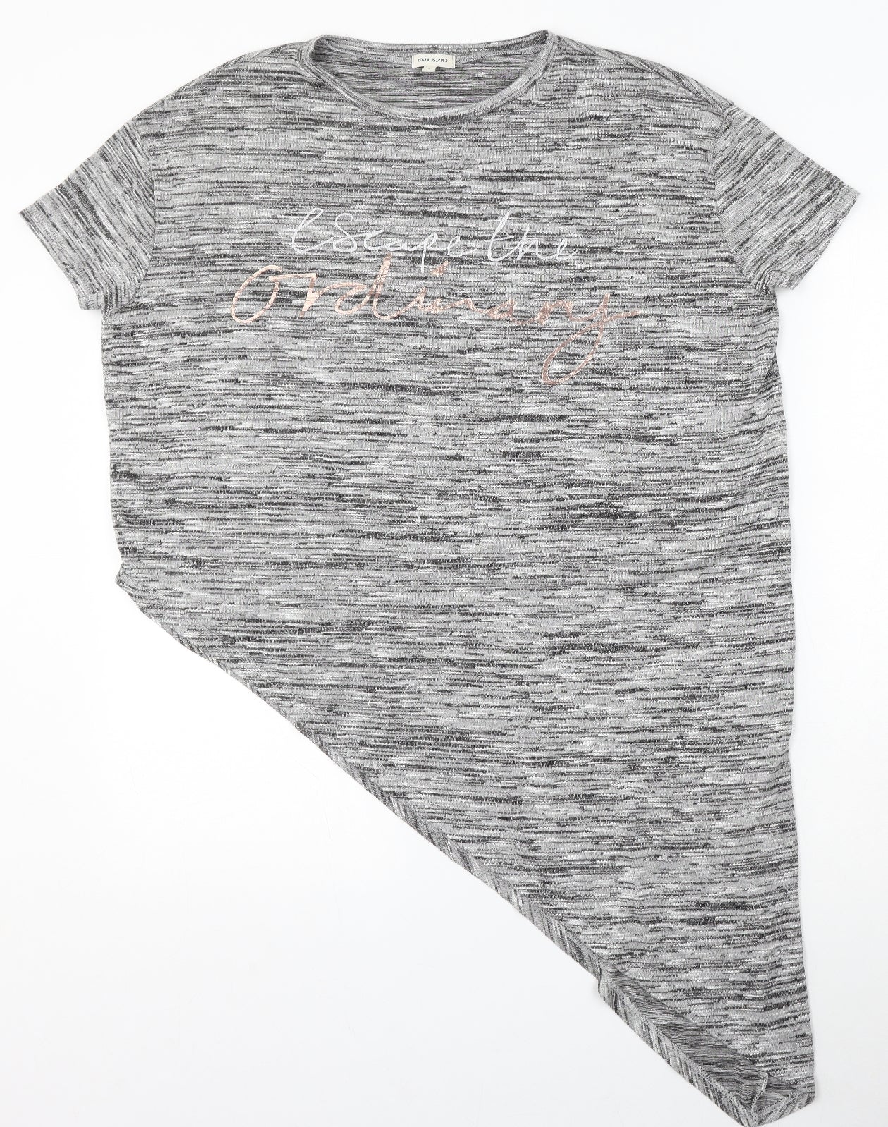 River Island Womens Grey Round Neck Striped Viscose Pullover Jumper Size 6