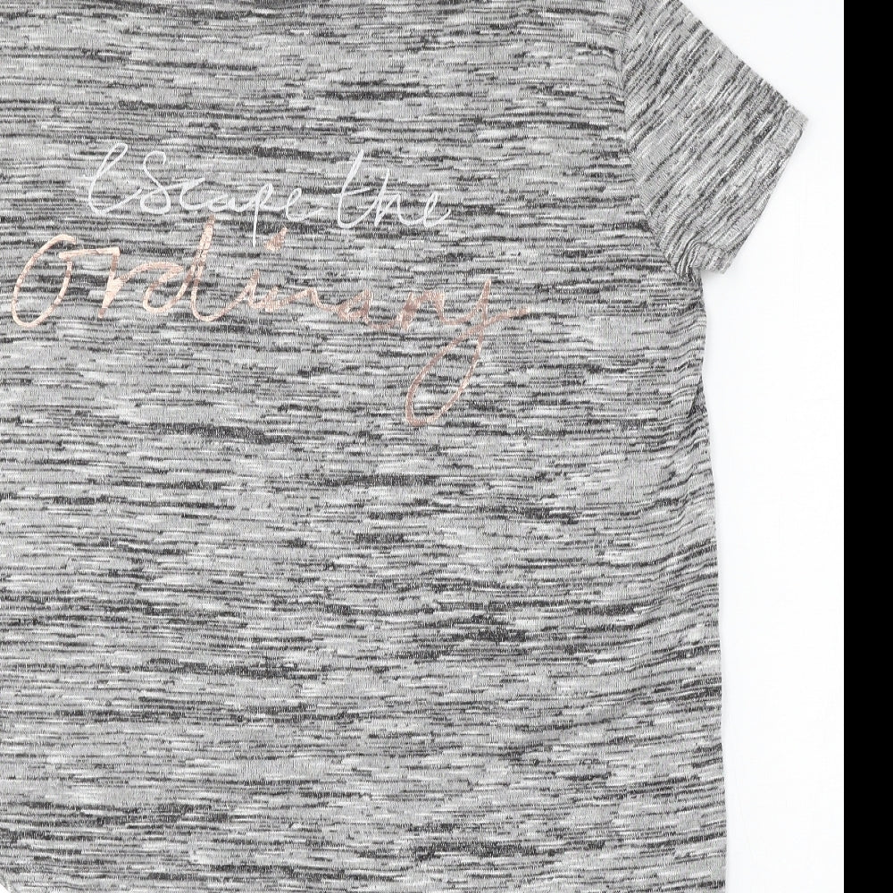 River Island Womens Grey Round Neck Striped Viscose Pullover Jumper Size 6