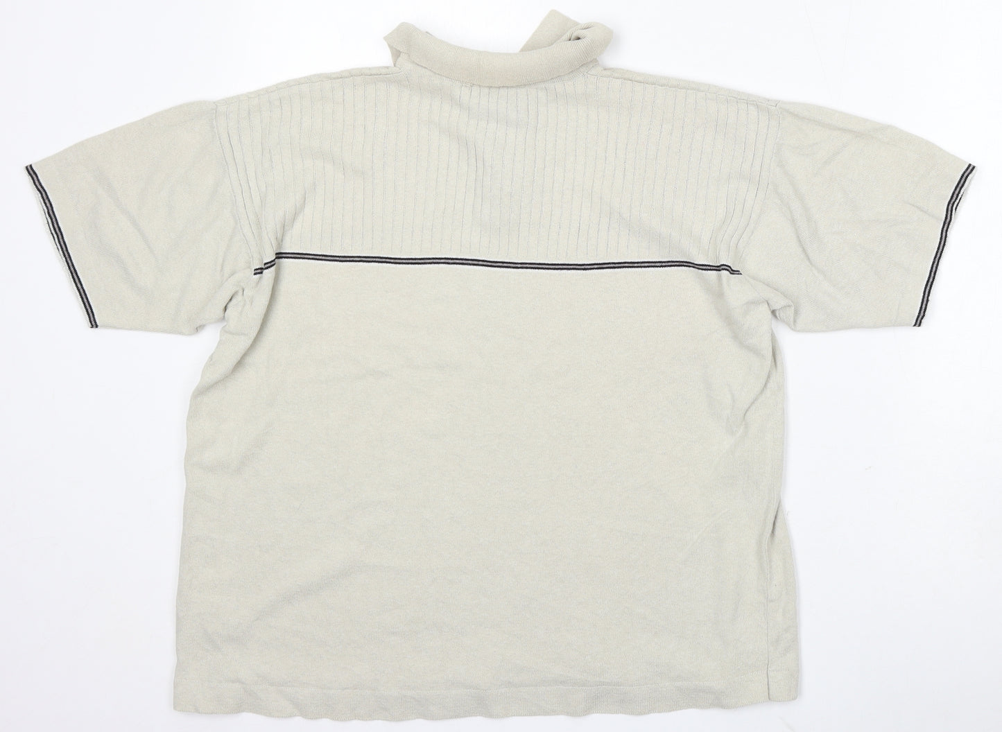 NEXT Mens Beige Cotton Polo Size L Collared Button