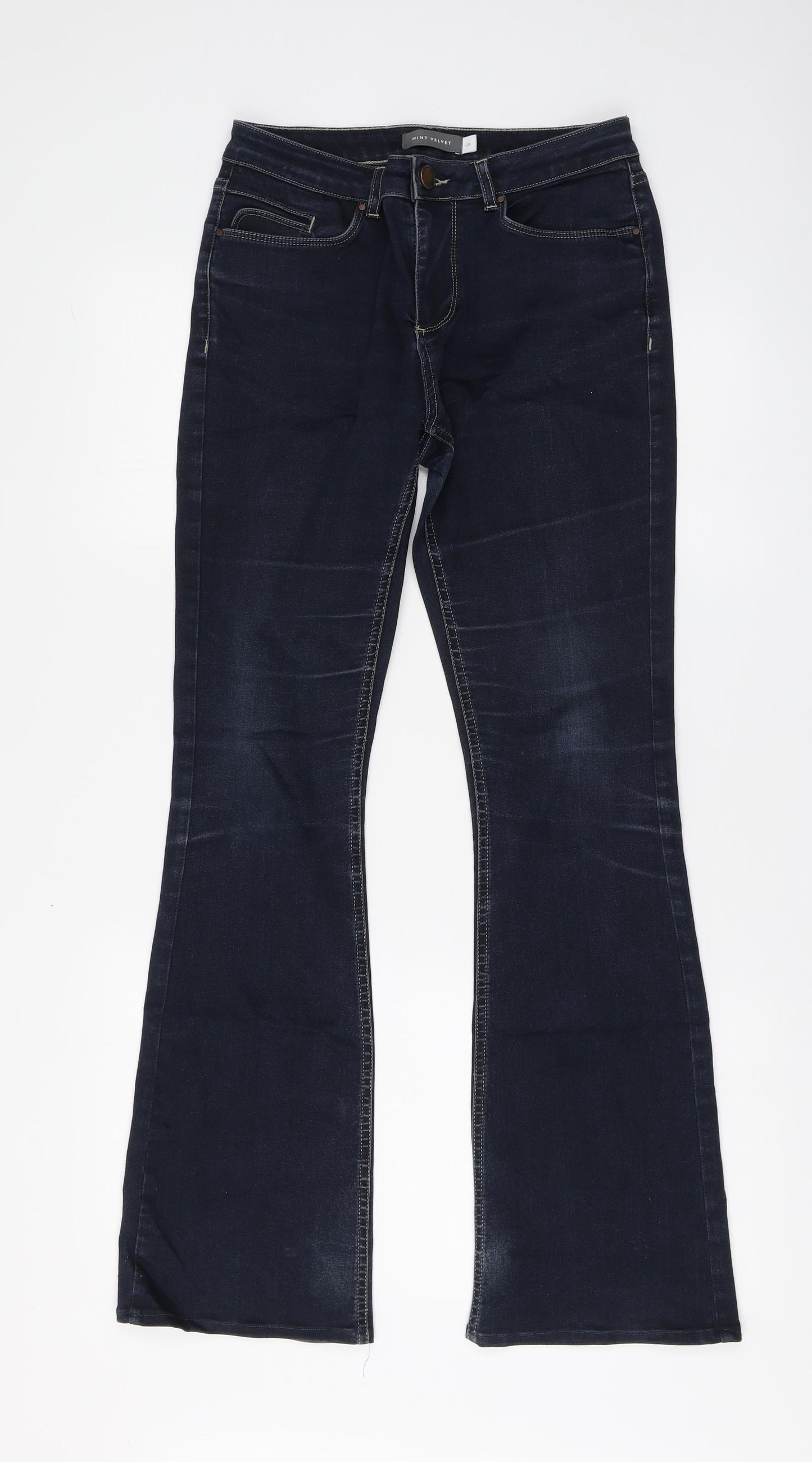 Mint Velvet Womens Blue Cotton Bootcut Jeans Size 12 L30 in Regular