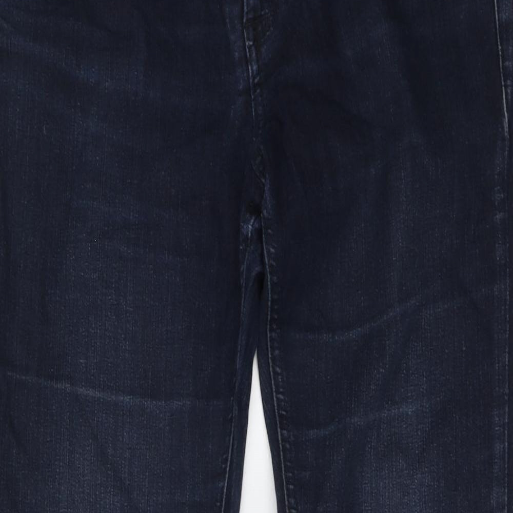 Marks and Spencer Womens Blue Cotton Straight Jeans Size 12 L30 in Regular