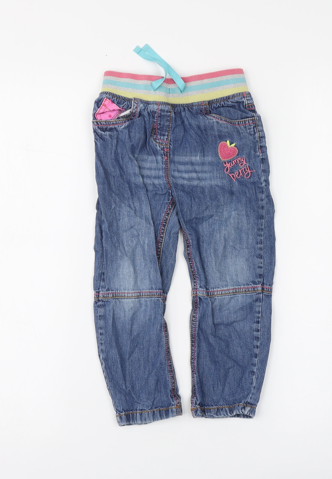 NEXT Girls Blue Cotton Straight Jeans Size 3-4 Years Regular