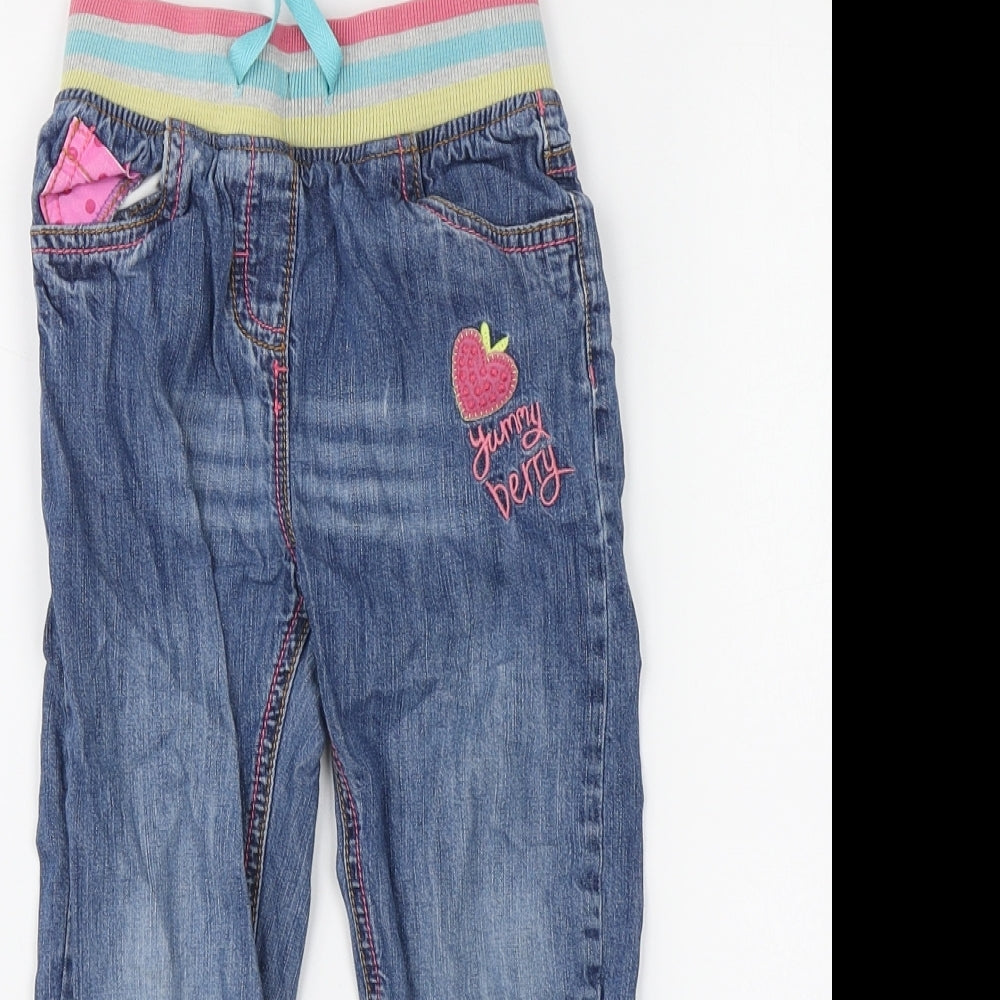 NEXT Girls Blue Cotton Straight Jeans Size 3-4 Years Regular