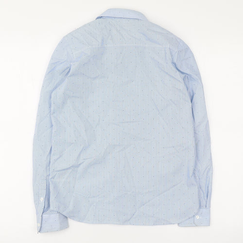 H&M Boys Blue Striped Polyester Basic Button-Up Size 11-12 Years Collared