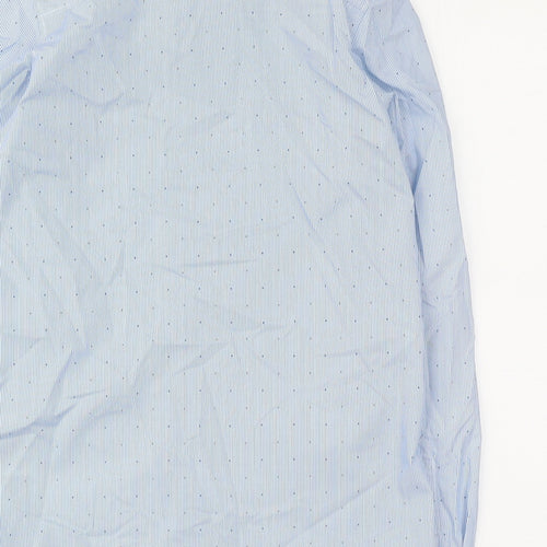 H&M Boys Blue Striped Polyester Basic Button-Up Size 11-12 Years Collared