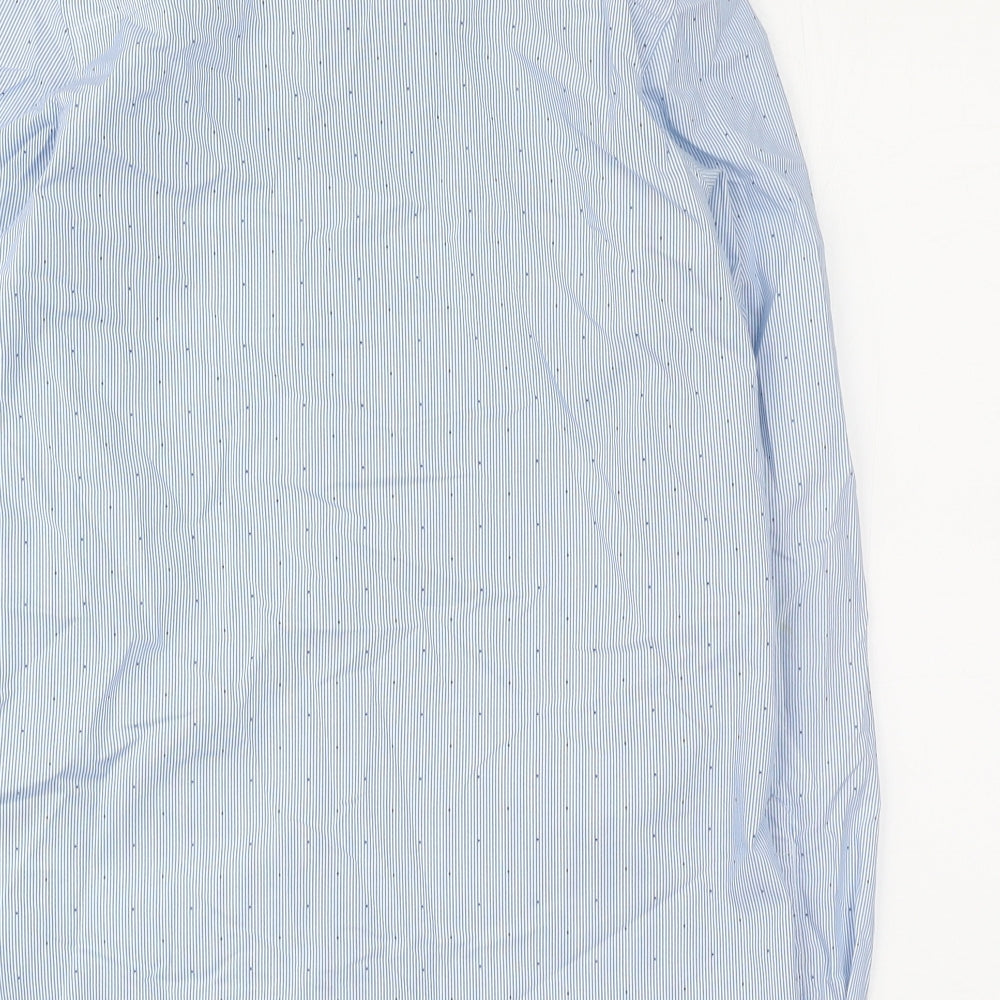 H&M Boys Blue Striped Polyester Basic Button-Up Size 11-12 Years Collared