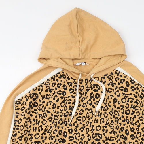 NEXT Womens Beige Animal Print Cotton Pullover Hoodie Size M