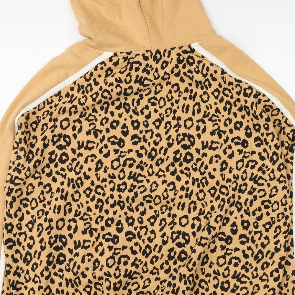 NEXT Womens Beige Animal Print Cotton Pullover Hoodie Size M