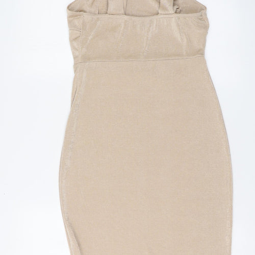 Missguided Womens Pink Polyester A-Line Size 12 Halter