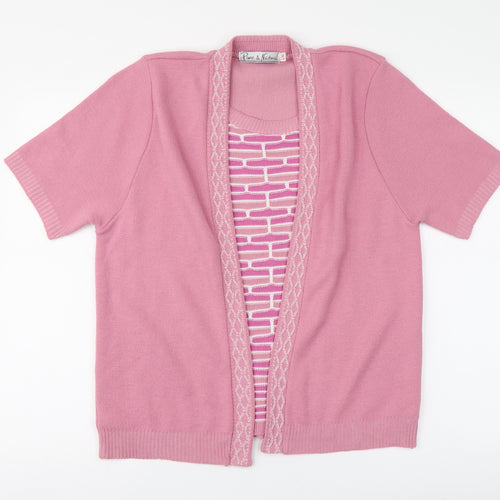 Pure & natural Womens Pink V-Neck Acrylic Pullover Jumper Size L