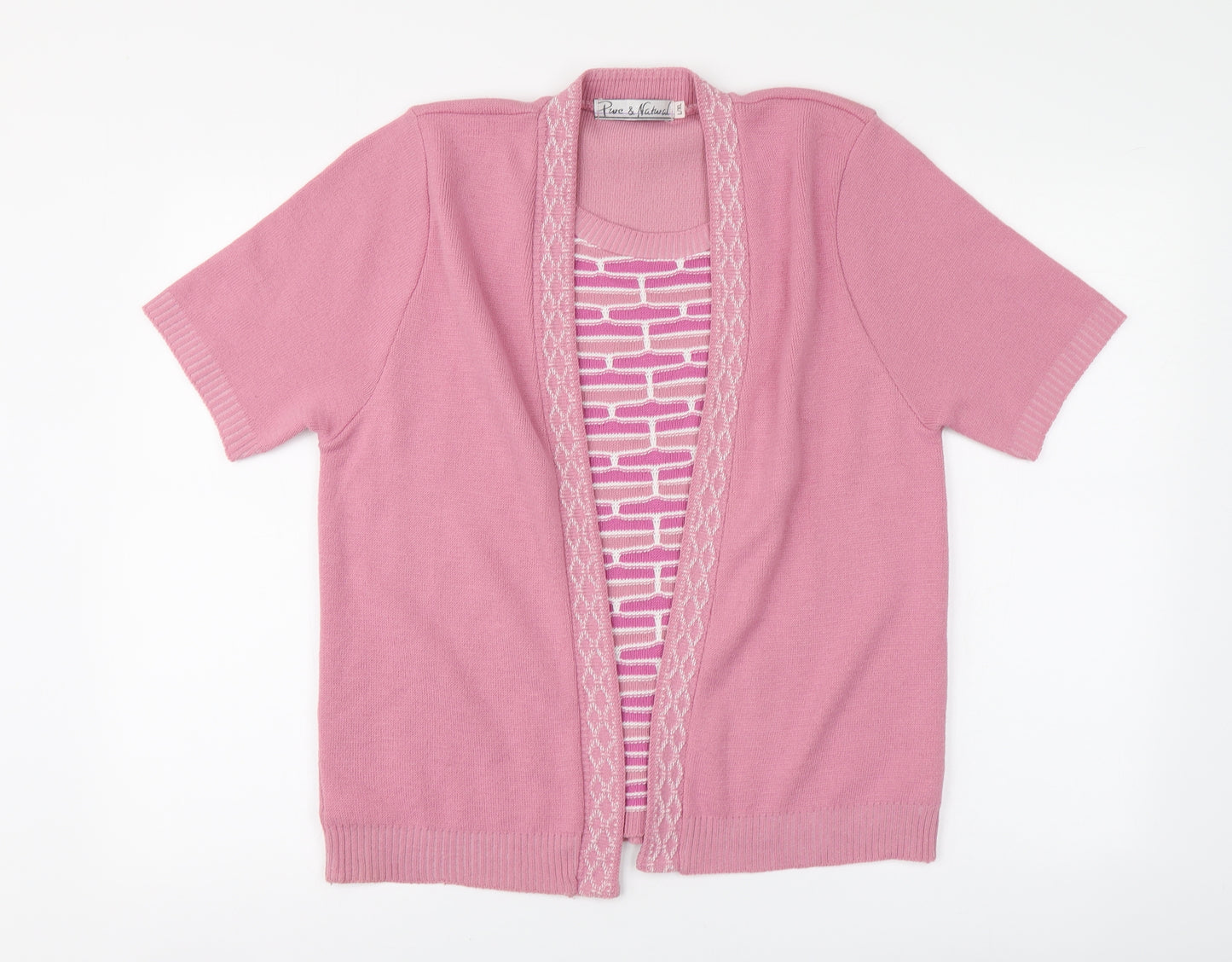 Pure & natural Womens Pink V-Neck Acrylic Pullover Jumper Size L