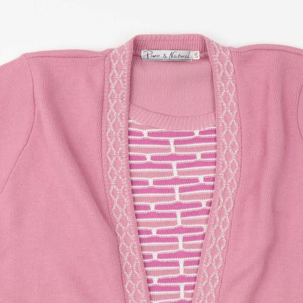 Pure & natural Womens Pink V-Neck Acrylic Pullover Jumper Size L