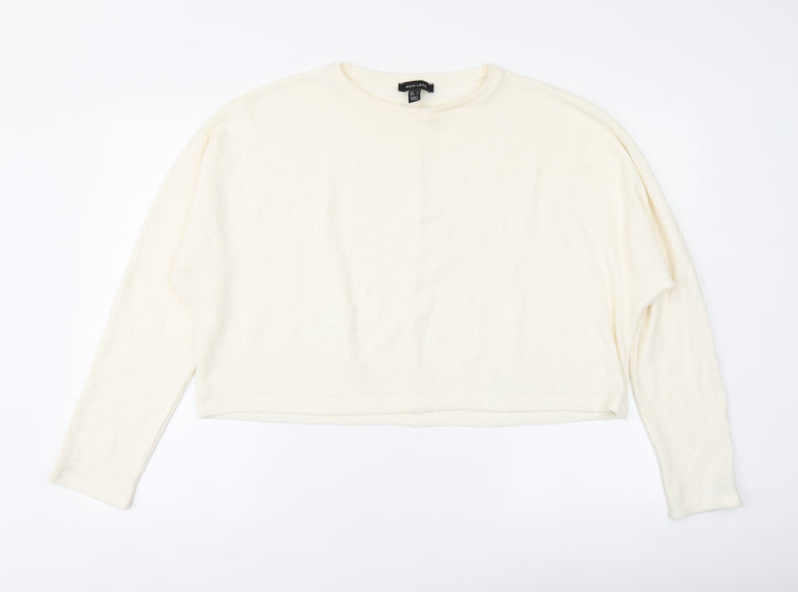 New Look Womens Ivory Round Neck Acrylic Pullover Jumper Size L