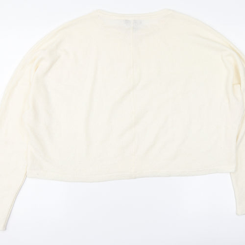 New Look Womens Ivory Round Neck Acrylic Pullover Jumper Size L