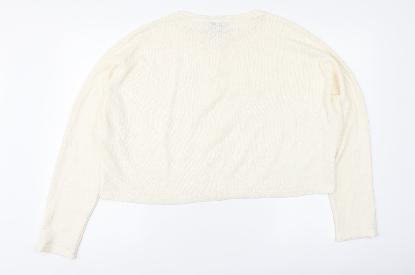 New Look Womens Ivory Round Neck Acrylic Pullover Jumper Size L
