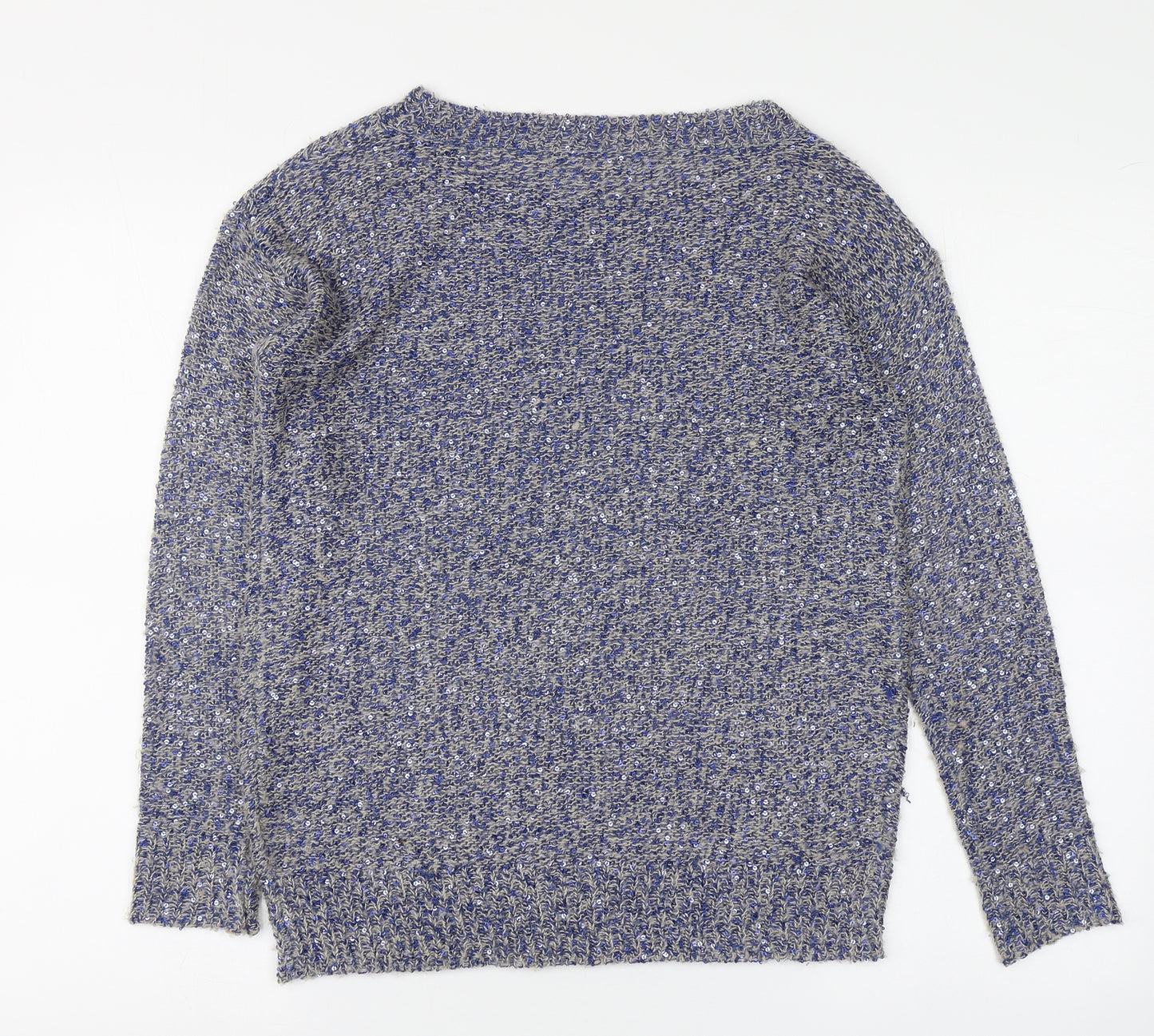 Monsoon Womens Blue Round Neck Polyester Pullover Jumper Size S