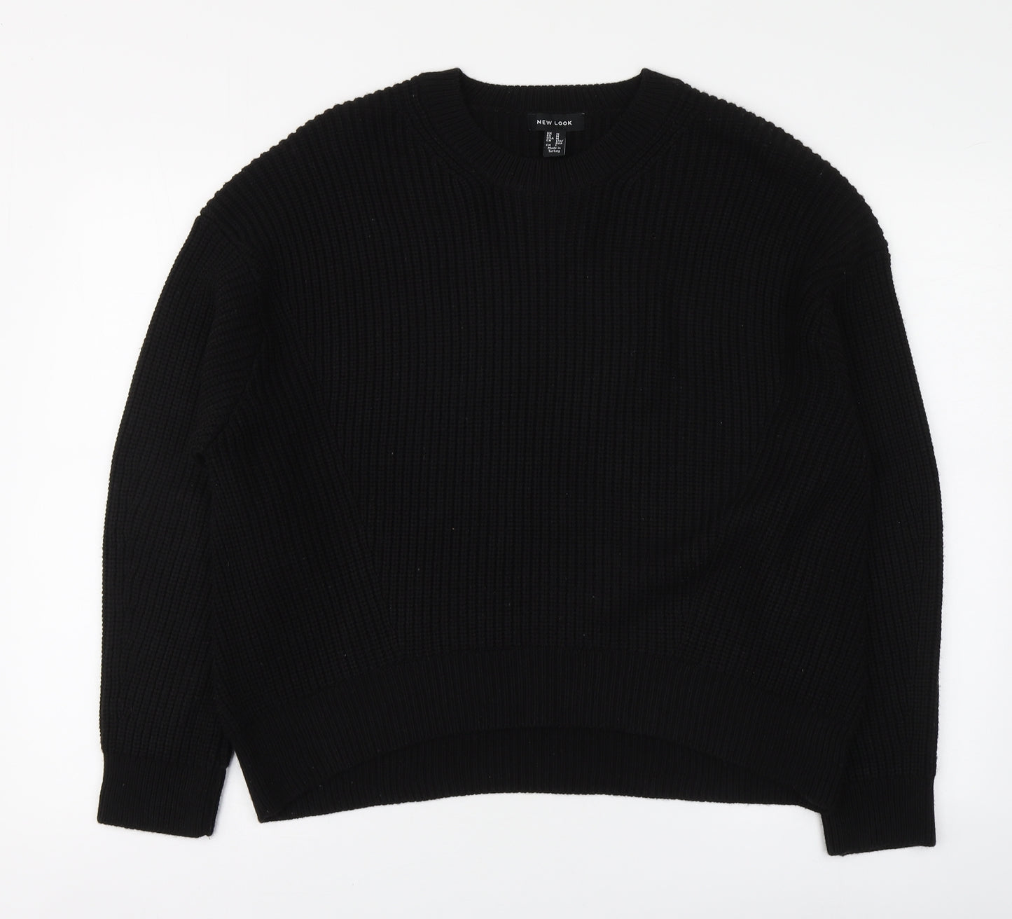 New Look Womens Black Round Neck Acrylic Pullover Jumper Size M