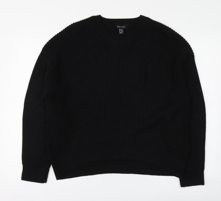 New Look Womens Black Round Neck Acrylic Pullover Jumper Size M