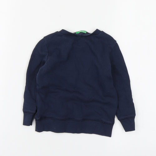 United Colors of Benetton Boys Blue Cotton Basic T-Shirt Size 12-18 Months Round Neck