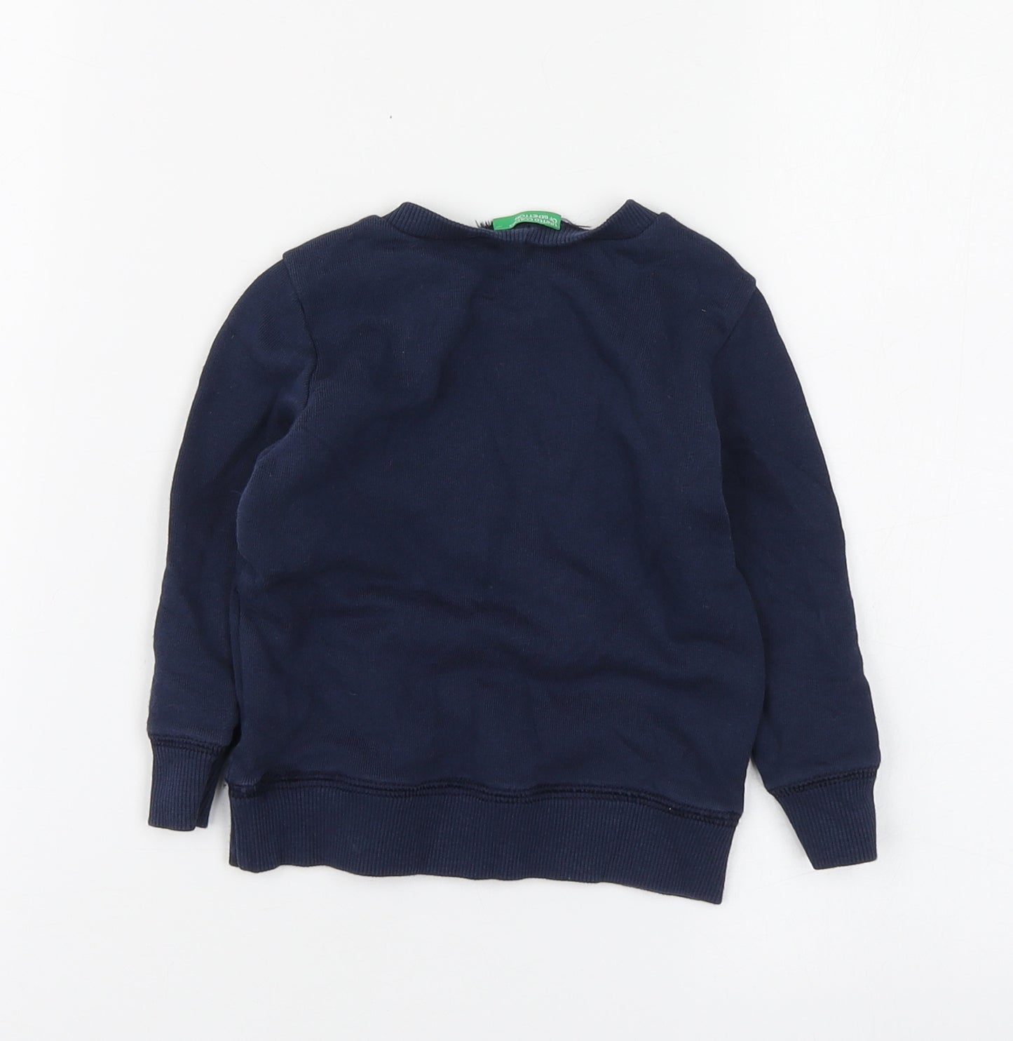 United Colors of Benetton Boys Blue Cotton Basic T-Shirt Size 12-18 Months Round Neck