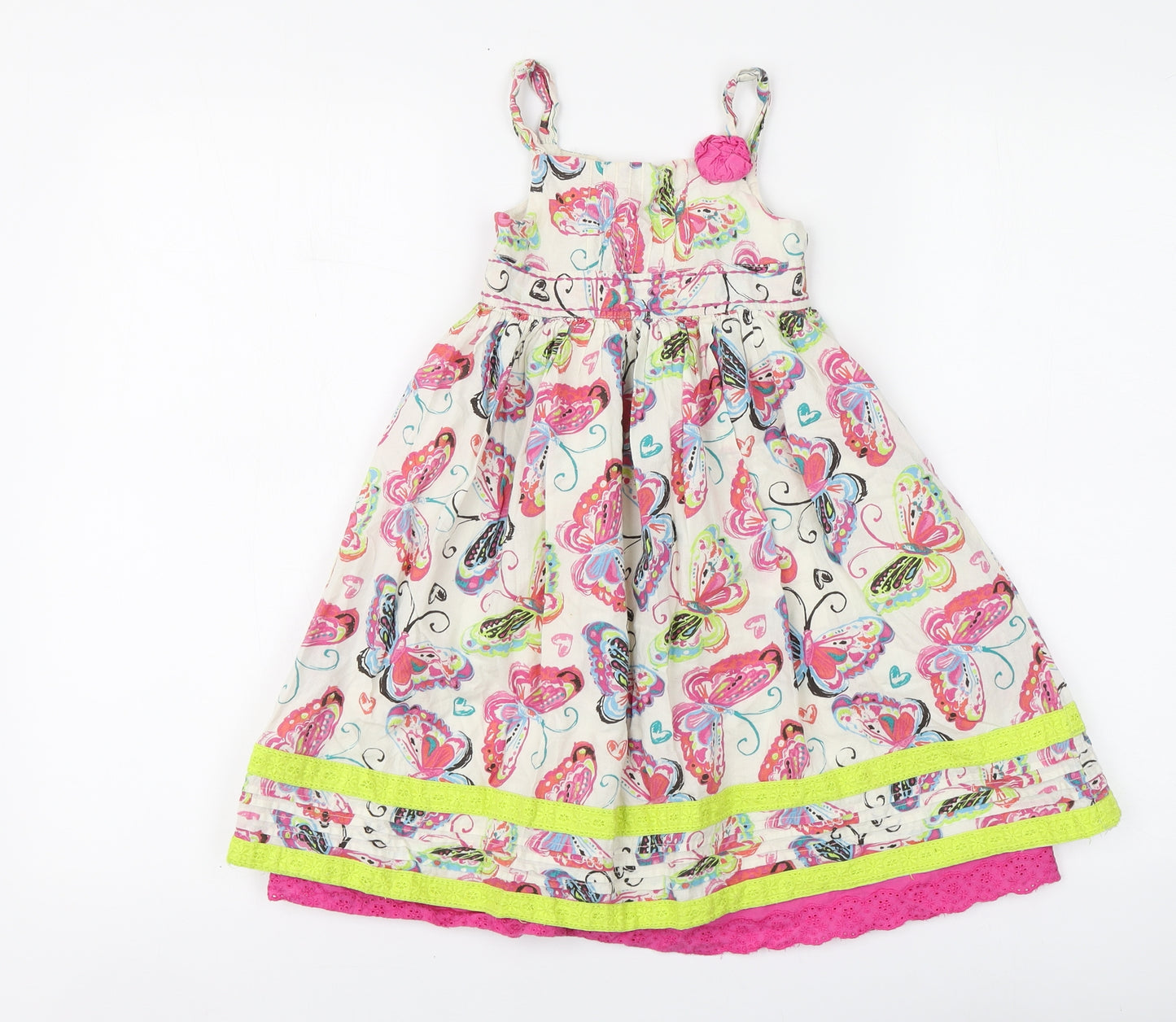 George Girls Multicoloured Floral Cotton Skater Dress Size 18-24 Months Square Neck