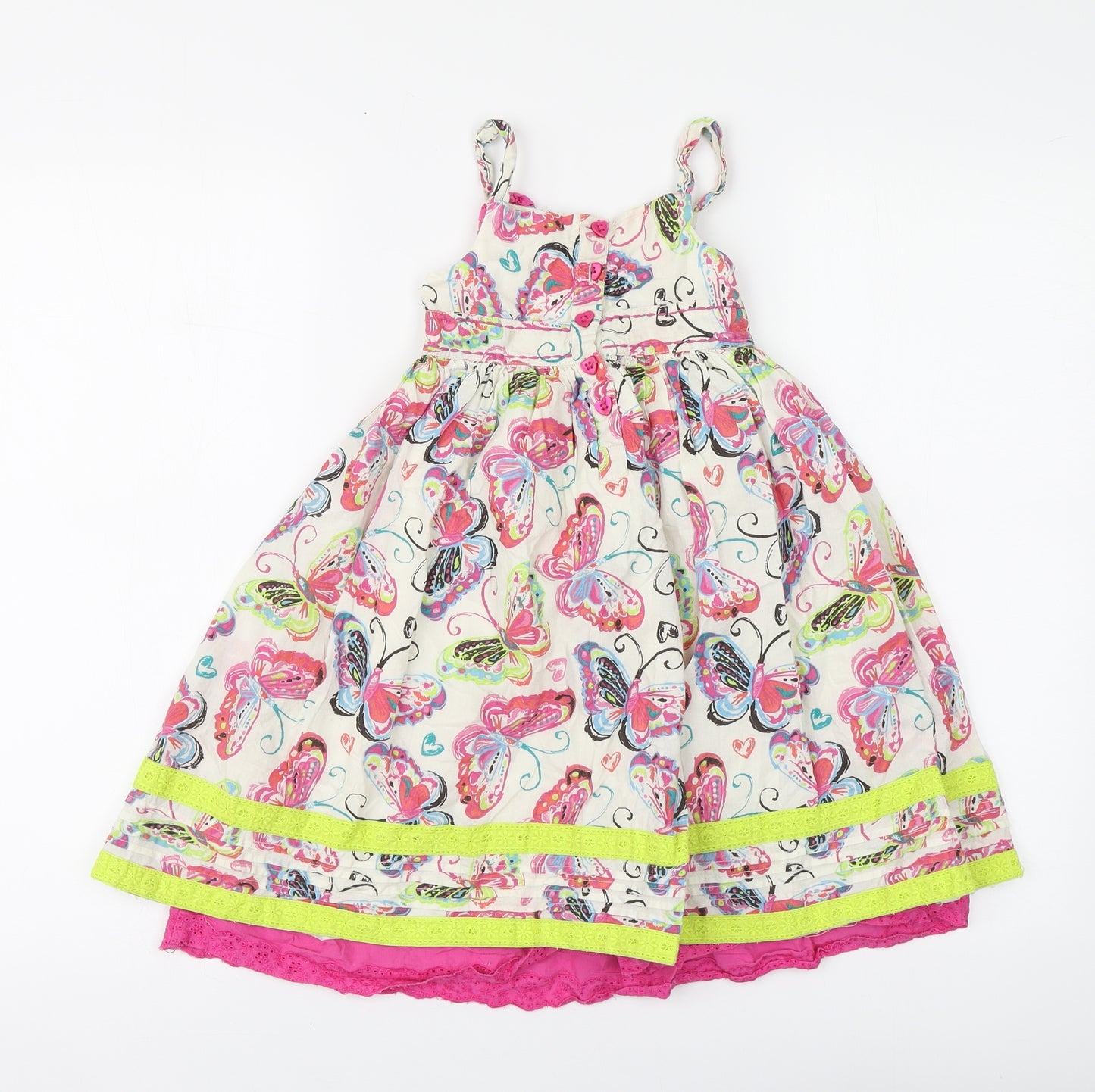 George Girls Multicoloured Floral Cotton Skater Dress Size 18-24 Months Square Neck