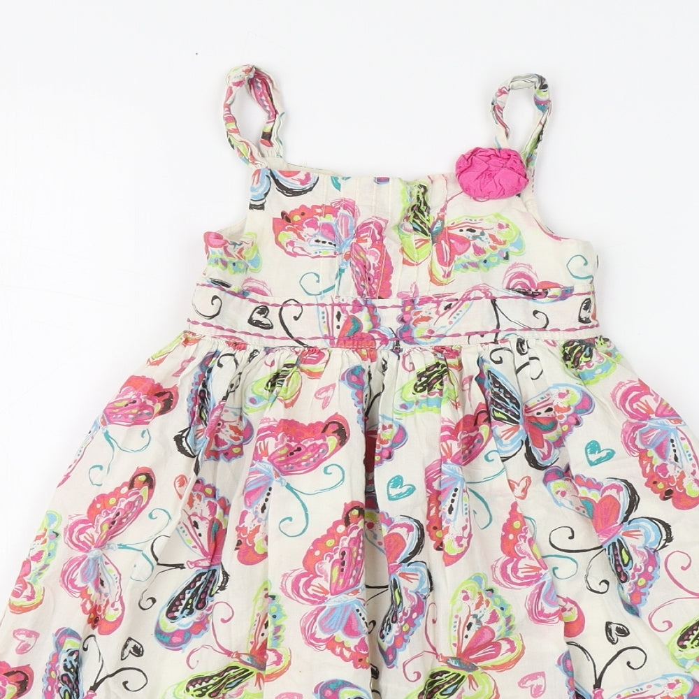 George Girls Multicoloured Floral Cotton Skater Dress Size 18-24 Months Square Neck