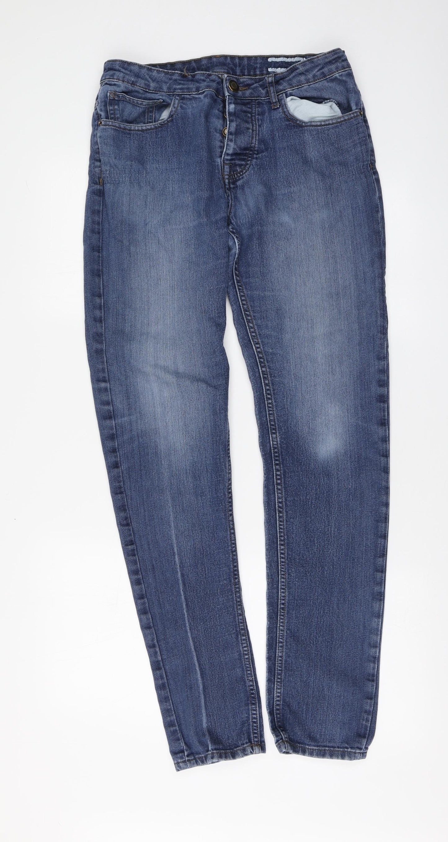 Denim & Co. Mens Blue Cotton Straight Jeans Size 32 in L31 in Regular