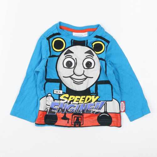 Thomas & Friends Boys Blue Cotton Basic T-Shirt Size 6-9 Months Round Neck