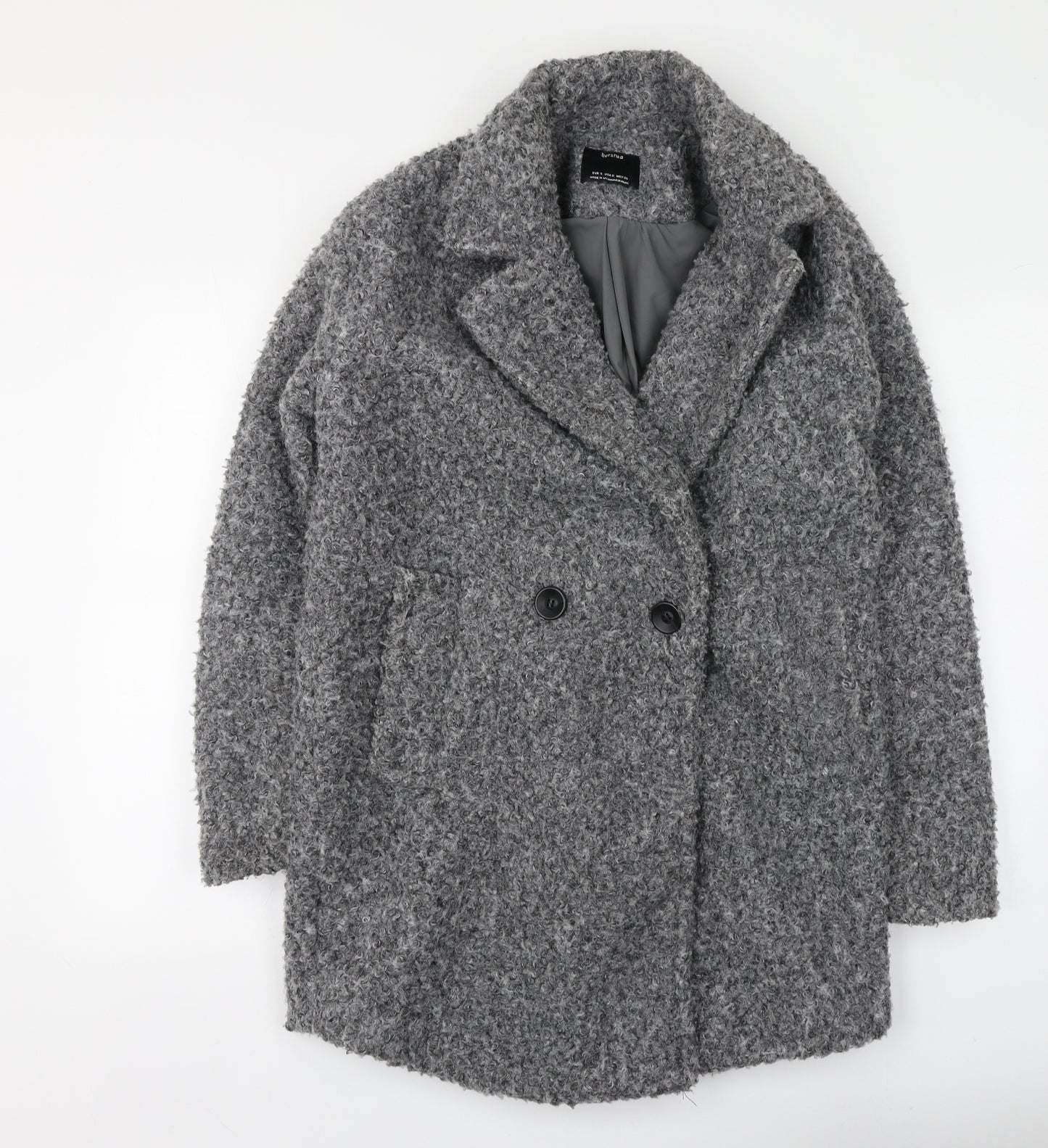 Bershka Womens Grey Pea Coat Coat Size S