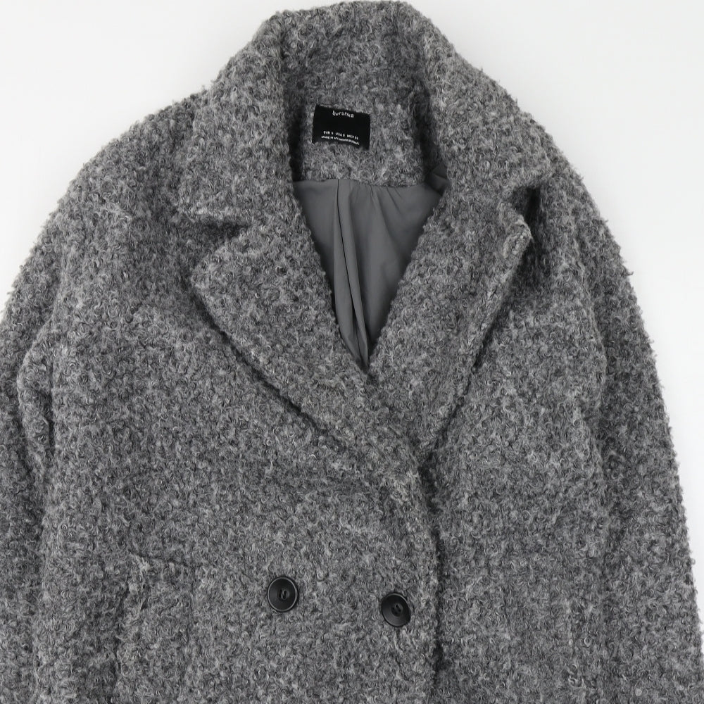Bershka Womens Grey Pea Coat Coat Size S