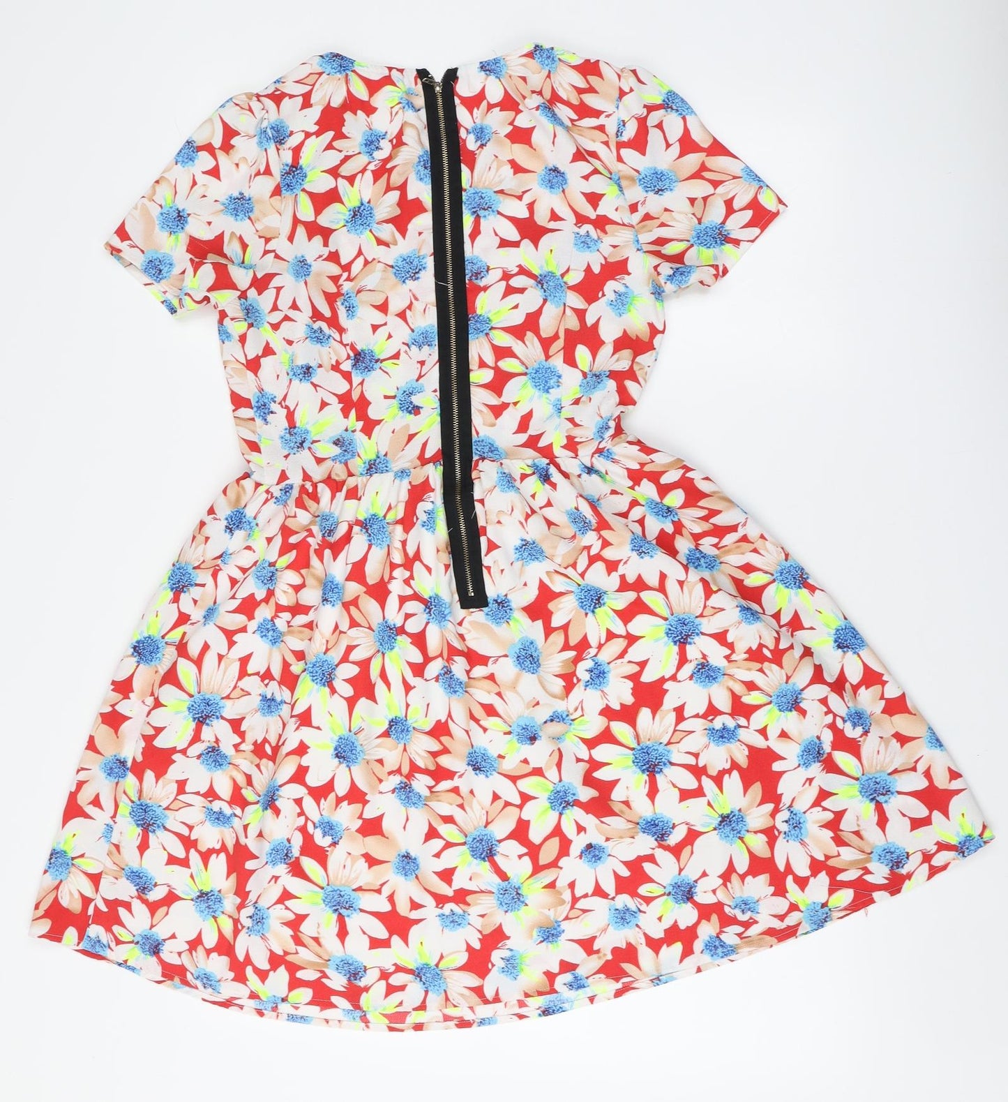 Sugarhill Womens Multicoloured Floral Polyester Skater Dress Size 10 Round Neck