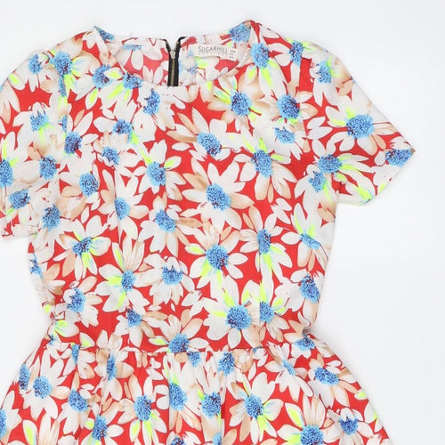 Sugarhill Womens Multicoloured Floral Polyester Skater Dress Size 10 Round Neck
