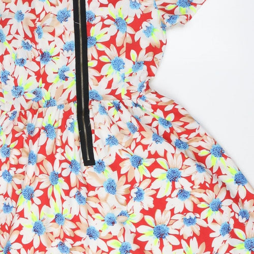 Sugarhill Womens Multicoloured Floral Polyester Skater Dress Size 10 Round Neck