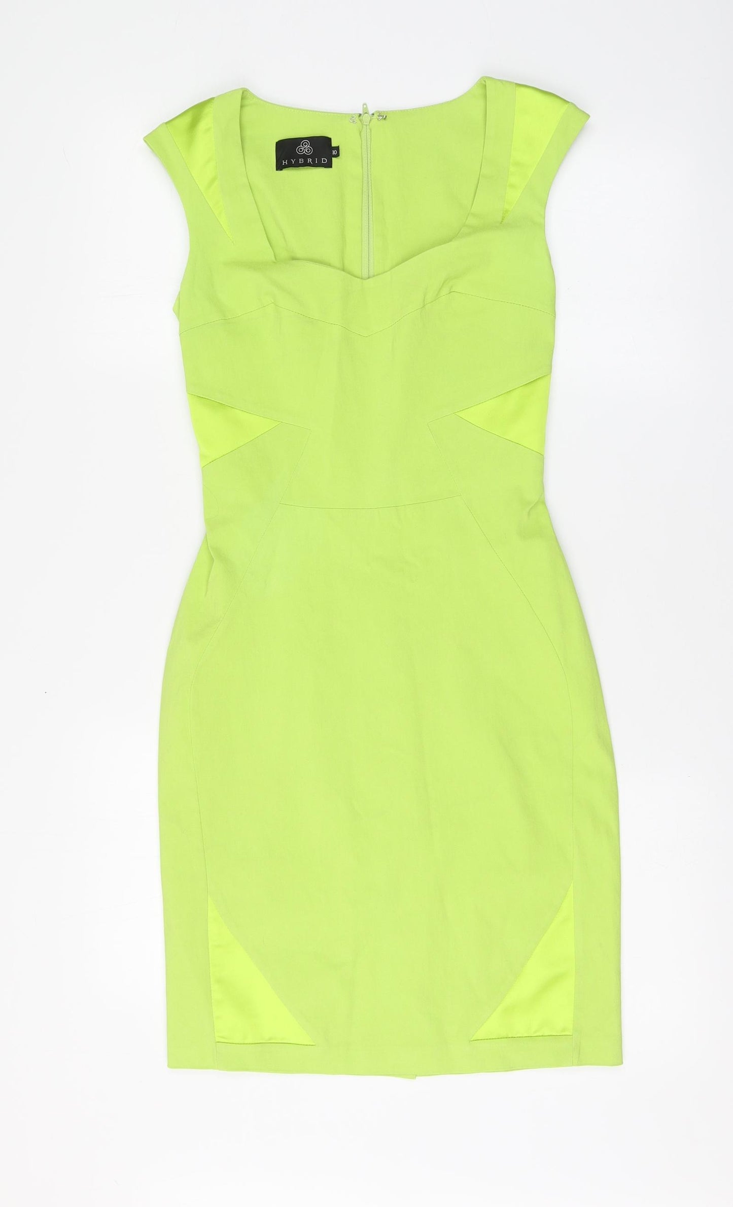 Hybrid Womens Green Polyester A-Line Size 10 Round Neck